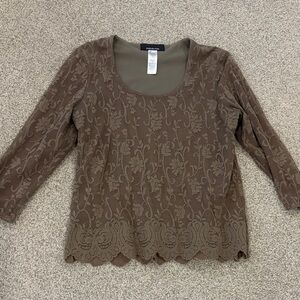Jones New York Brown Lace Blouse
